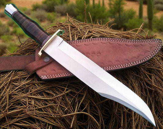 D2 Steel Handmade Bowie Knife 13 Inch with Leather Sheath – Survival & Hunting Knife