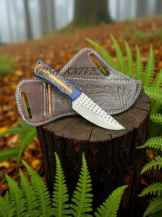 Hand Forged Rasp Steel Cowboy Knife with Genuine Leather Sheath – Custom Handmade Outdoor Hunting Knife SUSA KNIVES