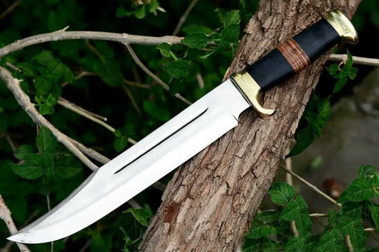 Handmade 'Crocodile Dundee' Style Bowie Knife - Damascus Steel with Buffalo Horn Handle" SUSA KNIVES