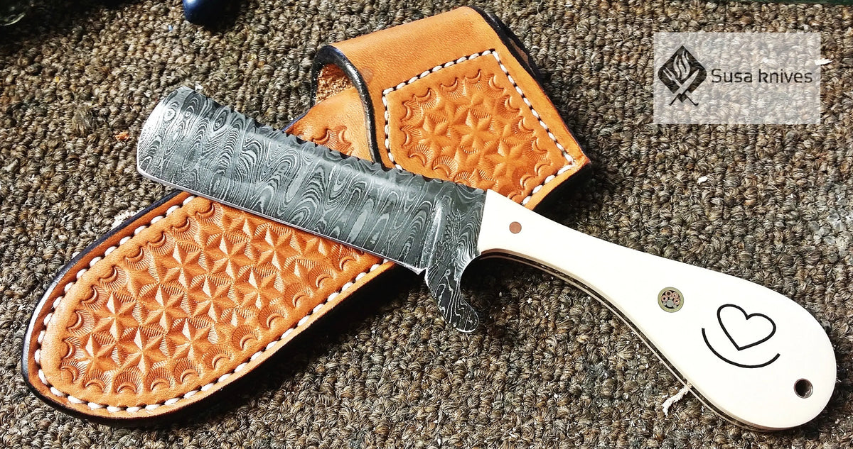 handmade damascus steel bukk cutter/constration knife - SUSA KNIVES