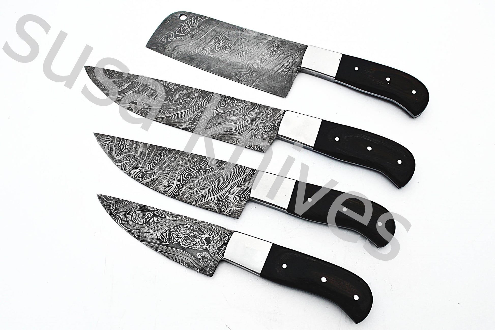 Custom Made Damascus Steel Kitchen Knives Set / Chef’s Knife 4-Pcs - SUSA KNIVES