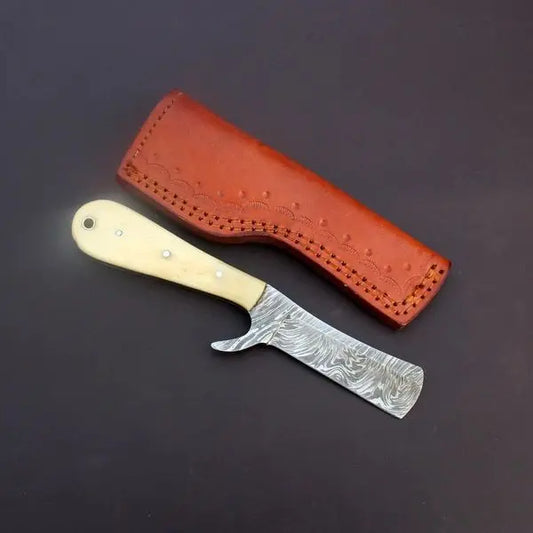 HAND FORGED DAMASCUS STEEL BULL CUTTER/COWBOY KNIFE & PUKKA WOOD HANDLE SUSA KNIVES