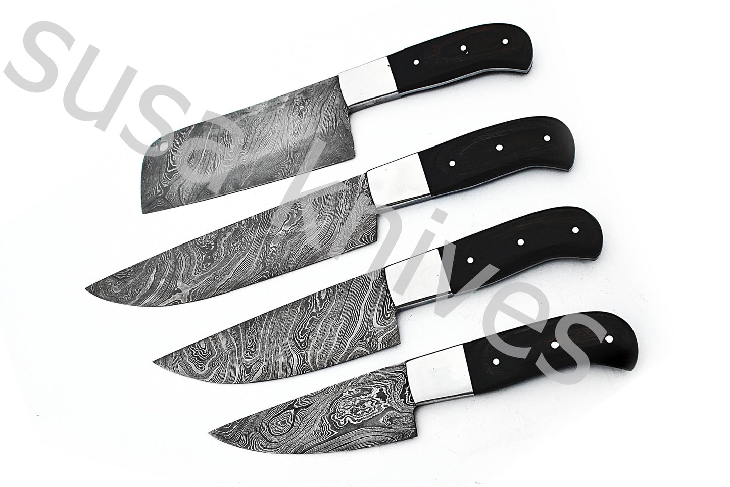 Custom Made Damascus Steel Kitchen Knives Set / Chef’s Knife 4-Pcs - SUSA KNIVES