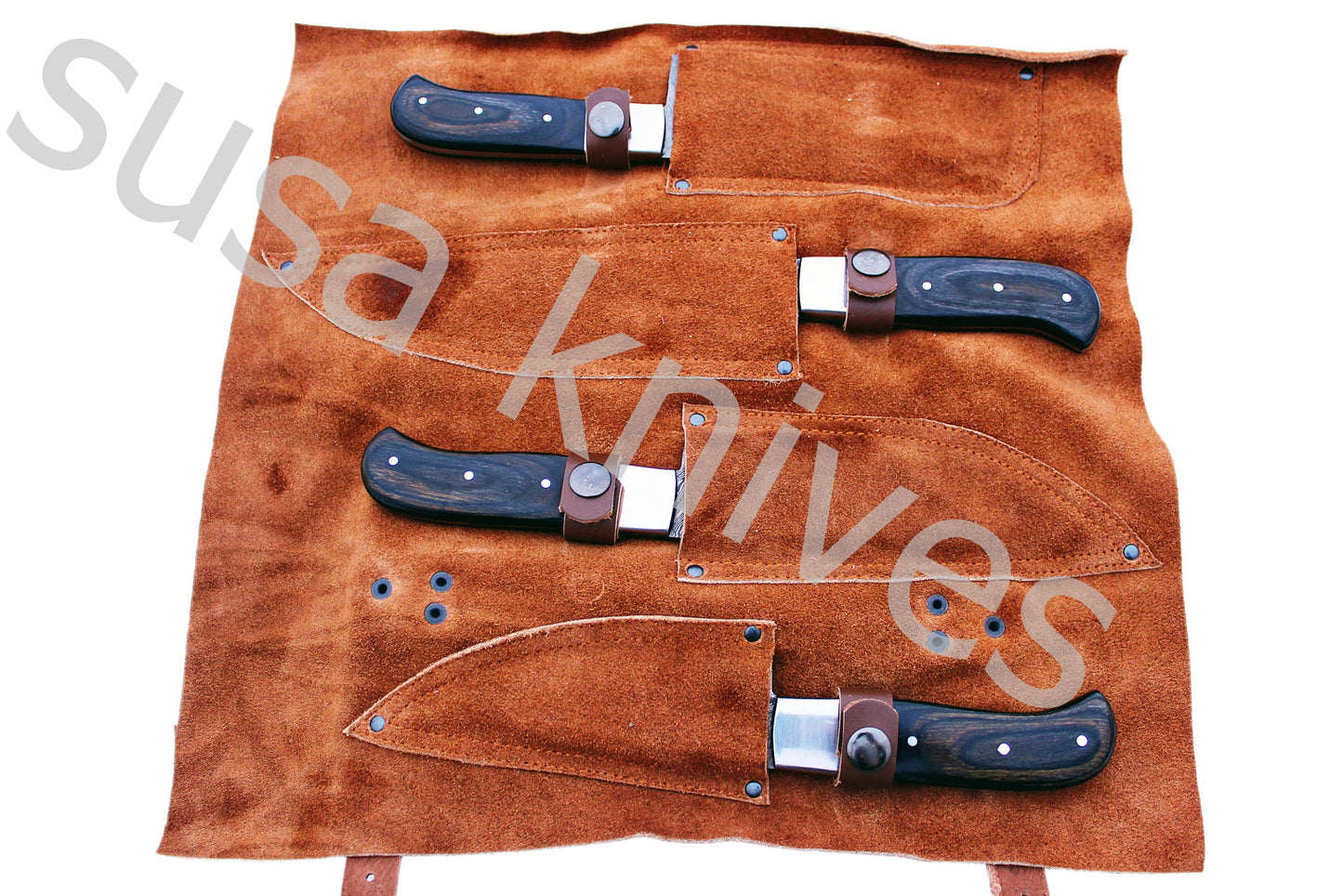 Custom Made Damascus Steel Kitchen Knives Set / Chef’s Knife 4-Pcs - SUSA KNIVES