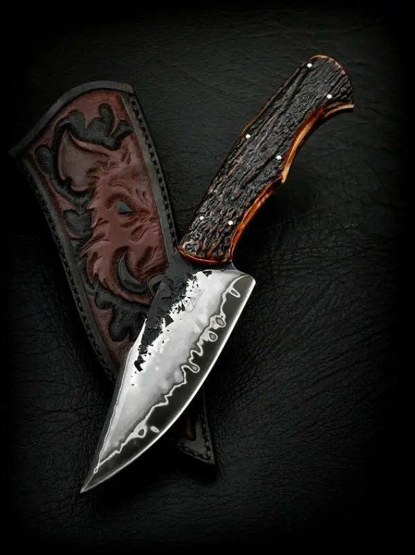 handmade stag handle skinner/ hunting knife - SUSA KNIVES