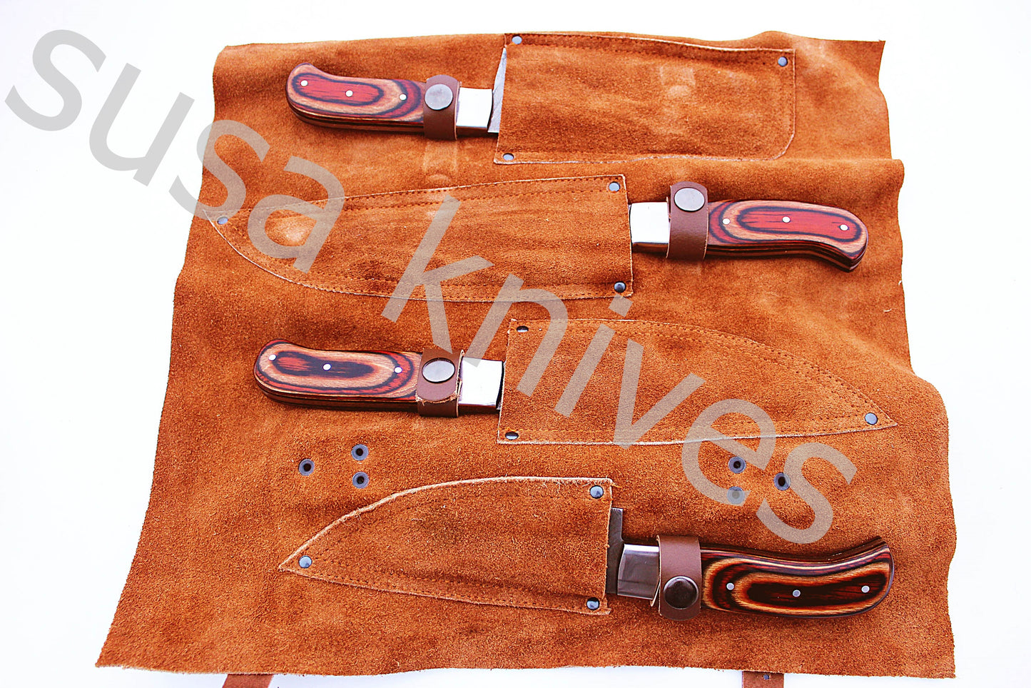 Custom Made Damascus Steel Kitchen Knives Set / Chef’s Knife 4-Pcs Set - SUSA KNIVES