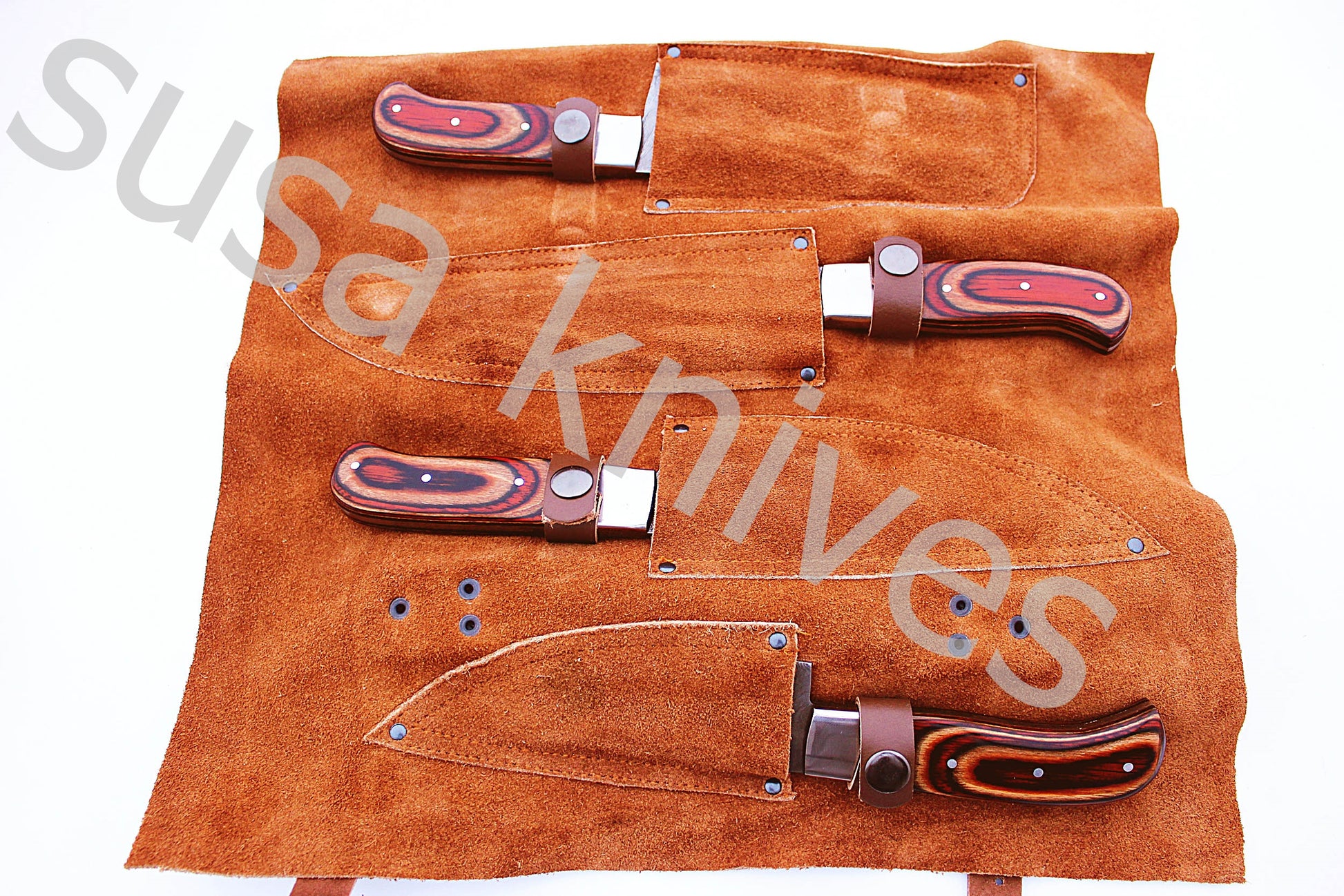 Custom Made Damascus Steel Kitchen Knives Set / Chef’s Knife 4-Pcs Set - SUSA KNIVES