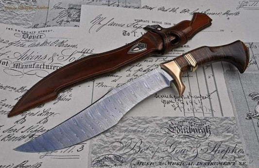 HANDMADE DAMASCUS STEEL BOWIE KNIFE - SUSA KNIVES
