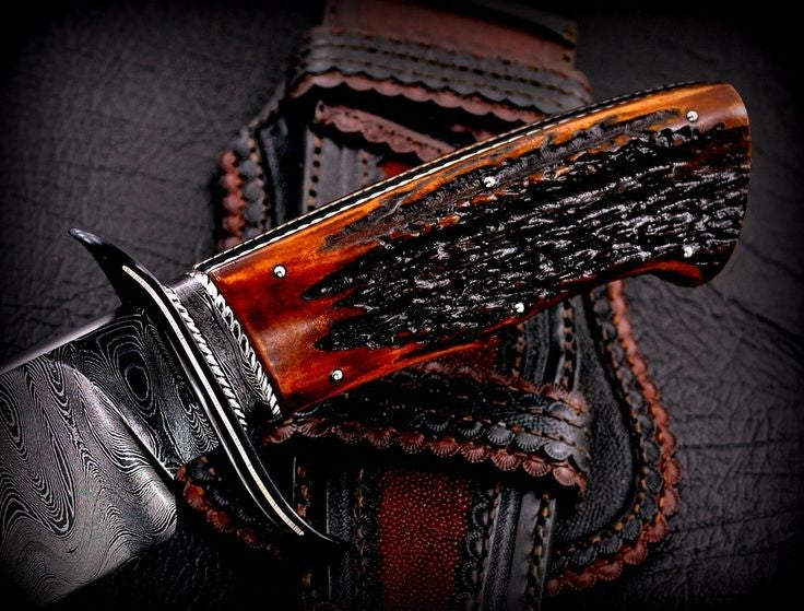 custom handmade damascus steel bowie knife - SUSA KNIVES