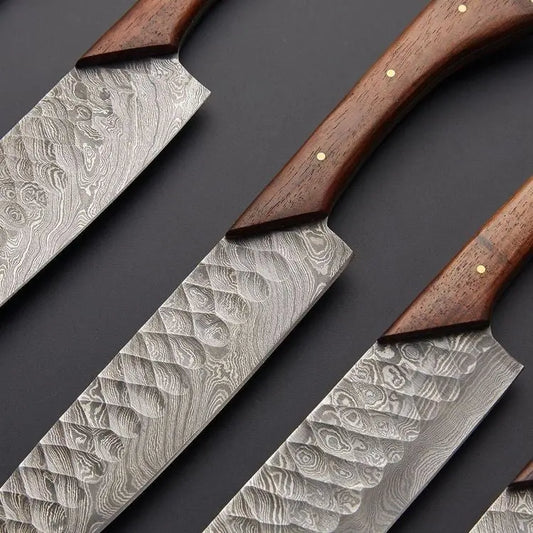 HANMADE DAMASCUS STEEL KITCHEN CHEF SET KNIFE - SUSA KNIVES