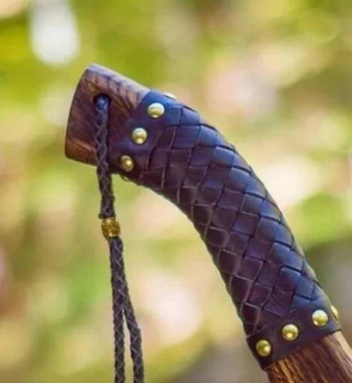 Hand Forged Custom Viking Axe with Leather Wrap on Handle Custom Norse Axe, Gift for father, anniversary gift Battle Axe - SUSA KNIVES