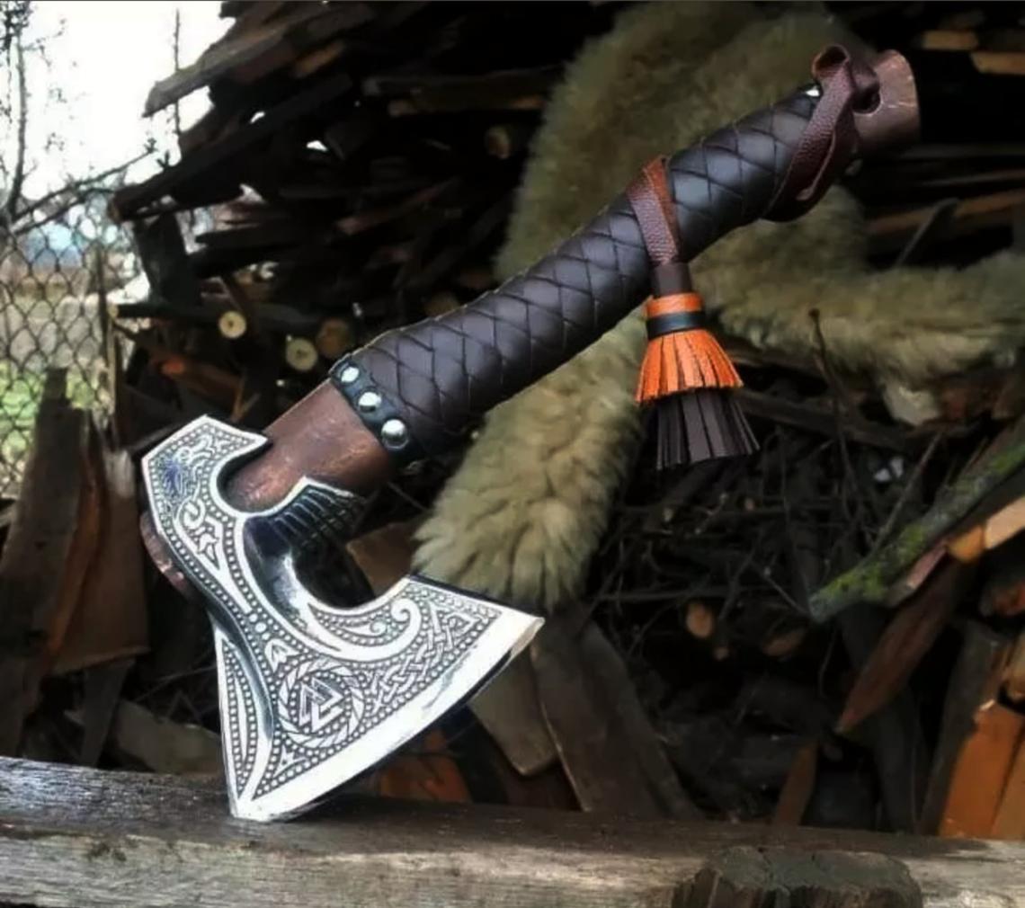 Viking Axe Hand Forged Battle ready beautiful gift for him gift axe for groomsman Handmade Custom Axe, Gift for father, anniversary gift, - SUSA KNIVES