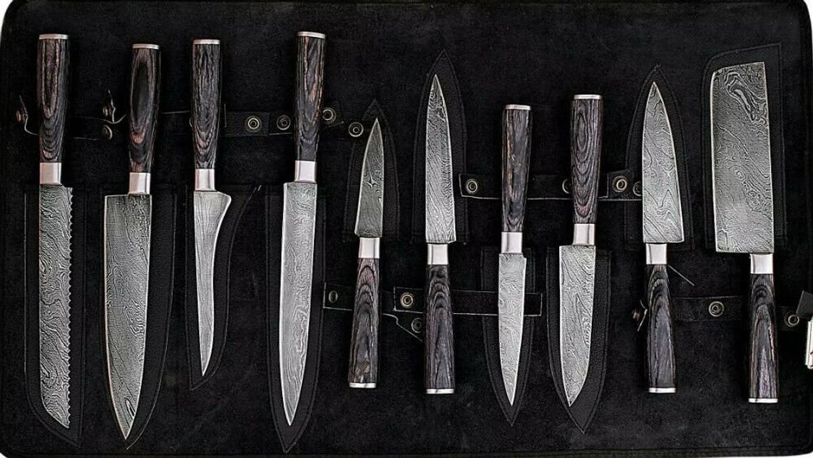 10”Pieces “Custom Hand Forged Damascus Steel Chef Knife Kitchen Knives Set - SUSA KNIVES