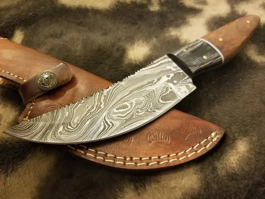 Damascus Steel Knife Fishing/Hunting/camping Tool With rose wood&Black Exotic Sheet Scale - SUSA KNIVES