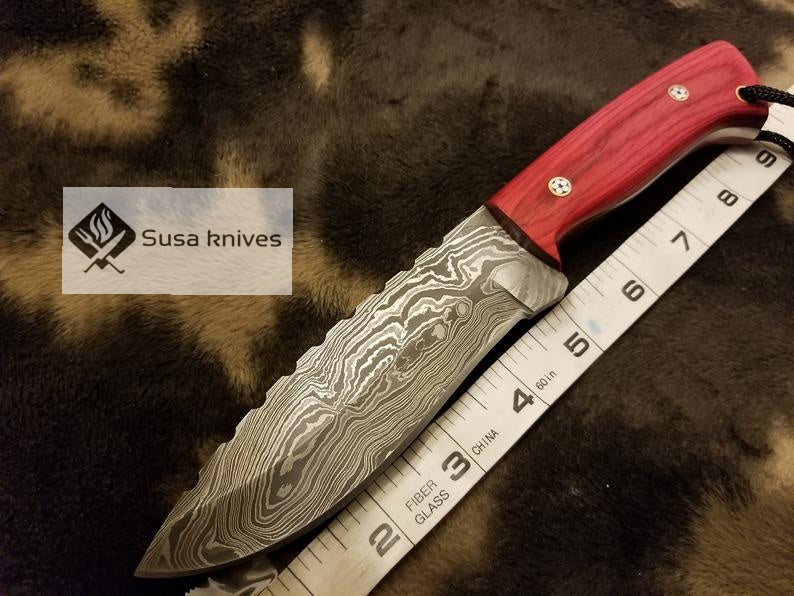 Damascus steel Best Horizontal Carry Fixed Blade Knives - SUSA KNIVES