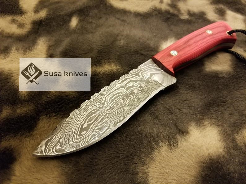 Damascus steel Best Horizontal Carry Fixed Blade Knives - SUSA KNIVES