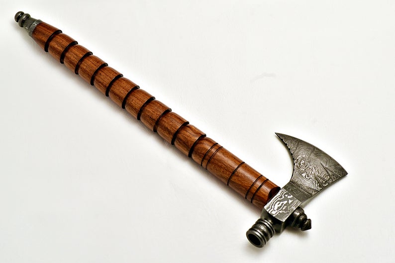Handmade Tomahawk Damascus Steel SK Axe , Hatchet Axe with Rose wood - SUSA KNIVES