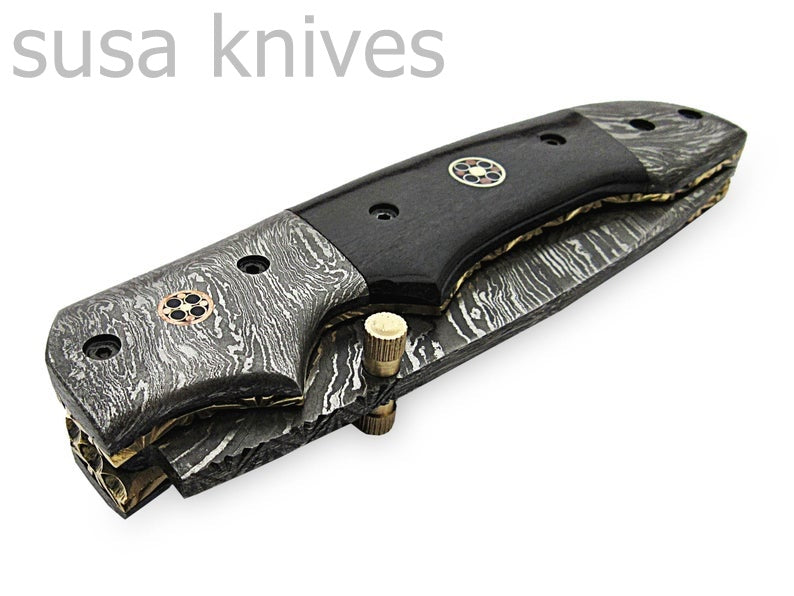 Beautiful Newly Design Custom Hand Made Damascus Steel Hunting Pocket Knife - SUSA KNIVES