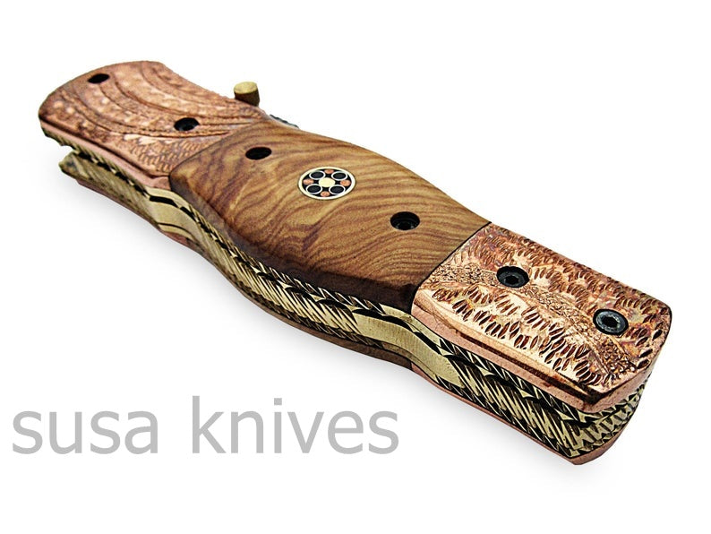 Beautiful Newly Design Custom Hand Made Damascus Steel Hunting Pocket Knife - SUSA KNIVES