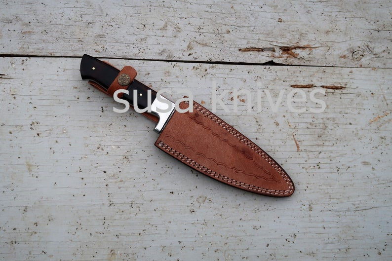 Chef Knife; Twist Pattern Damascus steel, Natural Rosewood handle - SUSA KNIVES