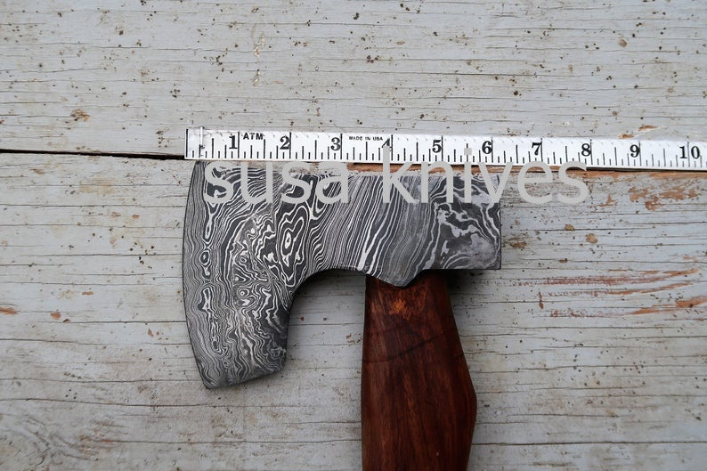 Handmade Damascus Steel Axe, Rosewood Handle - SUSA KNIVES