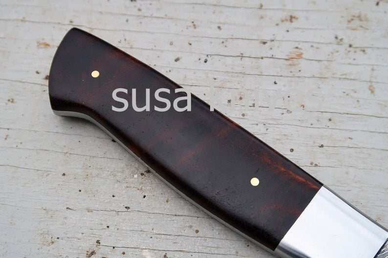 Chef Knife; Twist Pattern Damascus steel, Natural Rosewood handle - SUSA KNIVES