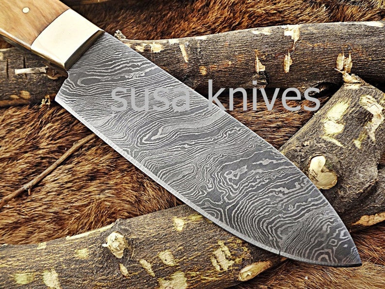 Handmade Damascus Steel Chef Knife Boxing day sale, Heartwarming gift, Wedding gift, Gift for her, Anniversary gift, Personalized gift - SUSA KNIVES
