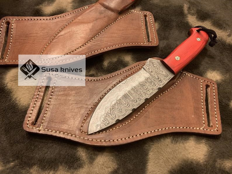 Damascus steel Best Horizontal Carry Fixed Blade Knives - SUSA KNIVES
