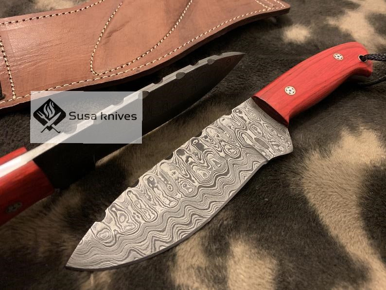 Damascus steel Best Horizontal Carry Fixed Blade Knives - SUSA KNIVES