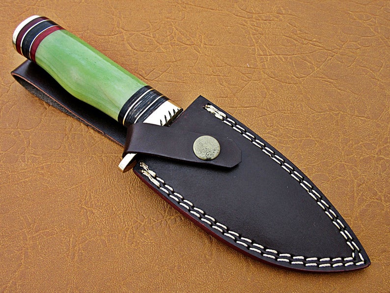 Custom Handmade Damascus Steel Fixed Blade Hunting Knife - SUSA KNIVES