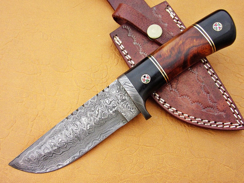 Custom Handmade Damascus Steel Fixed Blade Hunting Knife - SUSA KNIVES