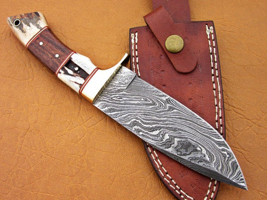 Custom Handmade Damascus Steel Fixed Blade Hunting Knife - SUSA KNIVES