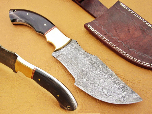 Custom Handmade Damascus Steel Fixed Blade Hunting Tracker Knife - SUSA KNIVES