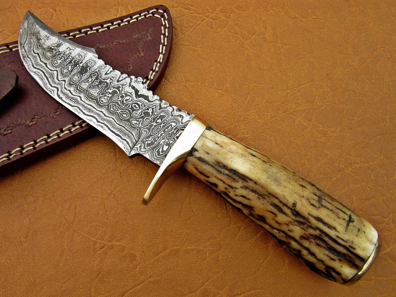 Custom Handmade Damascus Steel Fixed Blade Hunting Knife - SUSA KNIVES