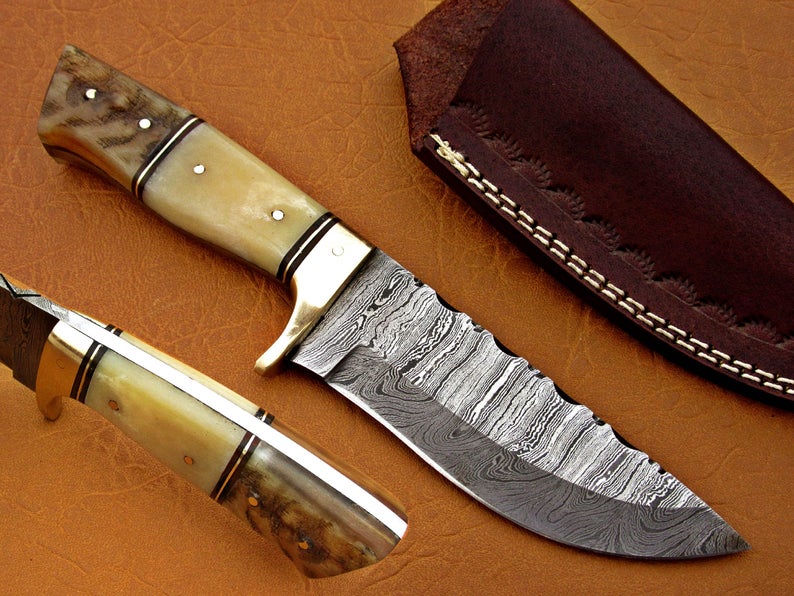 Custom Handmade Damascus Steel Fixed Blade Hunting Knife - SUSA KNIVES