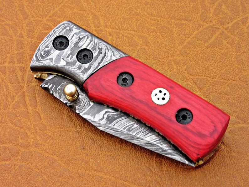 Custom Handmade Damascus Steel Folding Pocket Knife - SUSA KNIVES