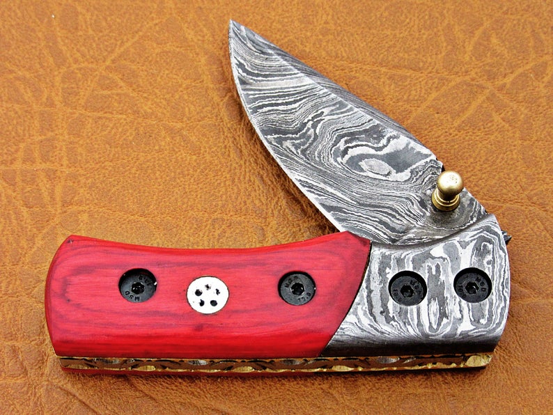 Custom Handmade Damascus Steel Folding Pocket Knife - SUSA KNIVES
