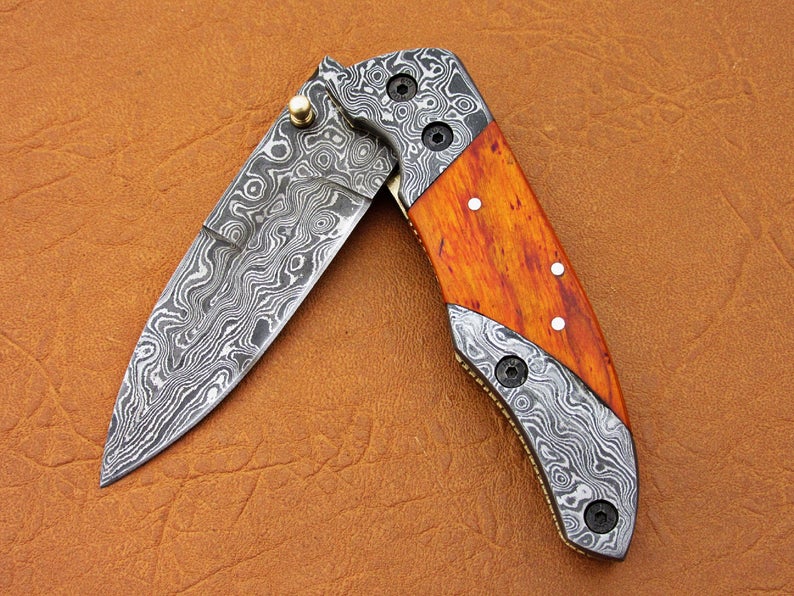 Custom Handmade Damascus Steel Folding Pocket Knife - SUSA KNIVES