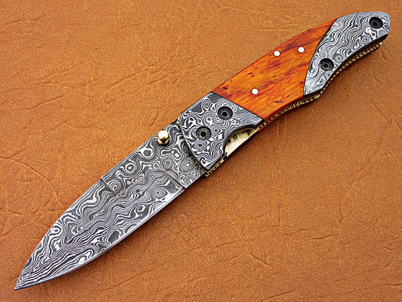 Custom Handmade Damascus Steel Folding Pocket Knife - SUSA KNIVES
