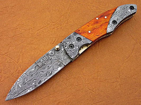 Custom Handmade Damascus Steel Folding Pocket Knife - SUSA KNIVES