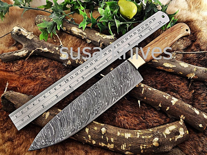 Handmade Damascus Steel Chef Knife Boxing day Gift,Wedding gift,Personalized gift,Birthday gift, Gift for Mother, Cutlery, Kitchen & Dining, - SUSA KNIVES