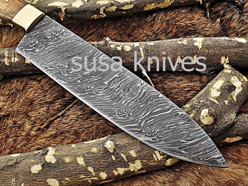 Handmade Damascus Steel Chef Knife Boxing day Gift,Wedding gift,Personalized gift,Birthday gift, Gift for Mother, Cutlery, Kitchen & Dining, - SUSA KNIVES