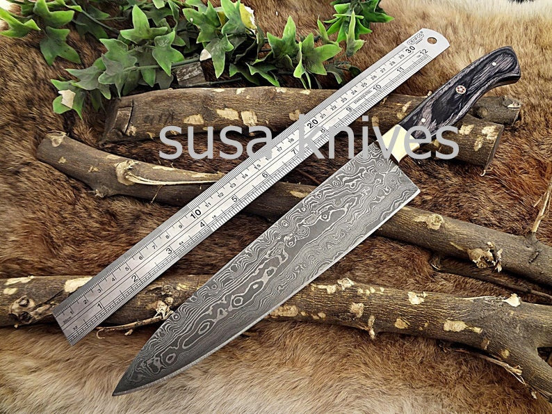 Handmade Damascus Steel Chef Knife Boxing day Sale, Gift, Bridesmaid gift, Birthday gift, Gift for Mother, Cutlery, Kitchen & Dining, - SUSA KNIVES