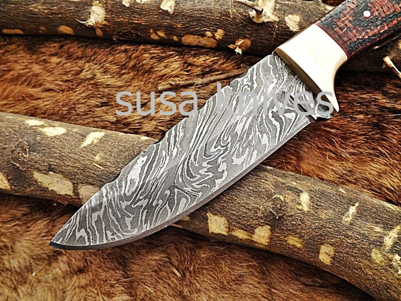 A Beautiful Custom Made Damascus Skinner Knife/Black Friday Gift/ Thanksgiving Gift/Christmas Gift *** - SUSA KNIVES