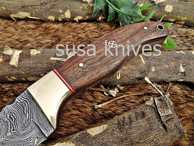 A Beautiful Custom Made Damascus Skinner Knife/Black Friday Gift/ Thanksgiving Gift/Christmas Gift - SUSA KNIVES