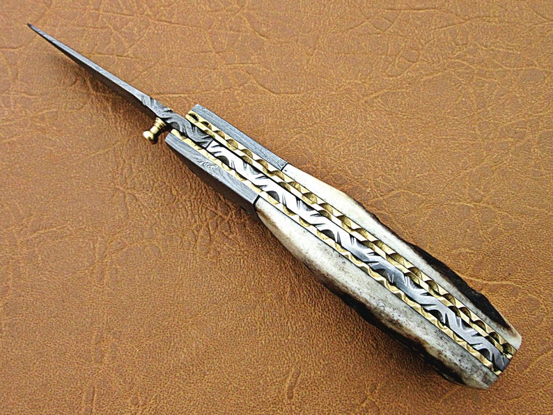 Custom Handmade Damascus Steel Folding Pocket Knife - SUSA KNIVES