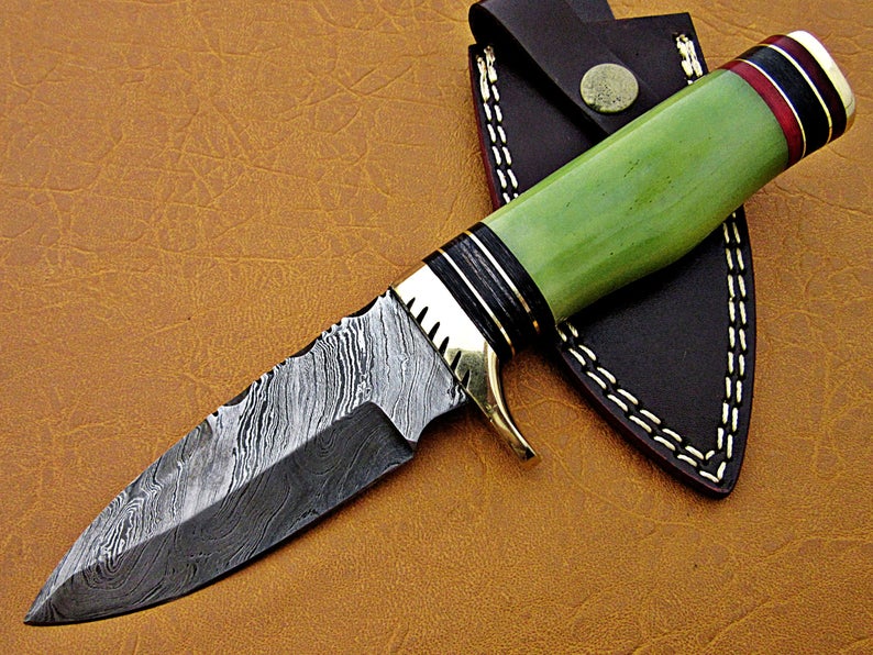 Custom Handmade Damascus Steel Fixed Blade Hunting Knife - SUSA KNIVES