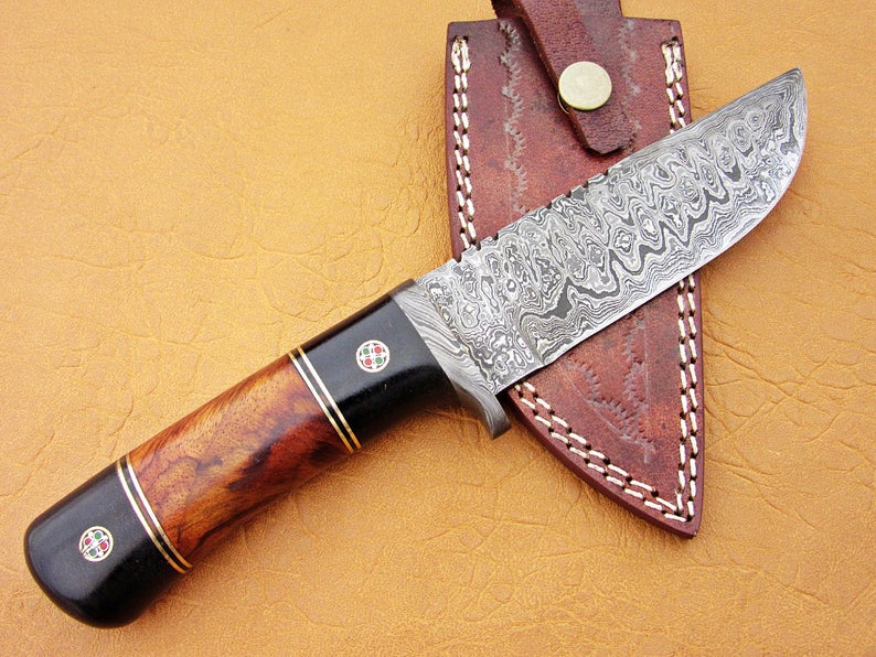 Custom Handmade Damascus Steel Fixed Blade Hunting Knife - SUSA KNIVES