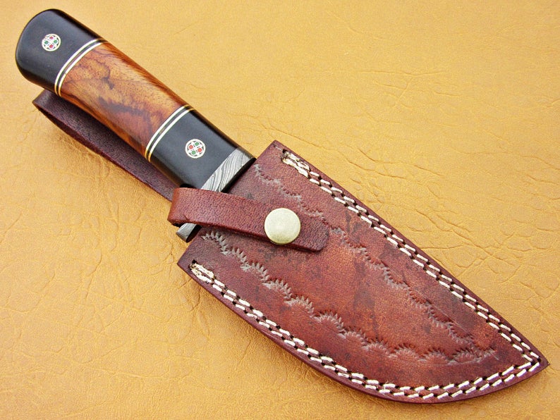 Custom Handmade Damascus Steel Fixed Blade Hunting Knife - SUSA KNIVES