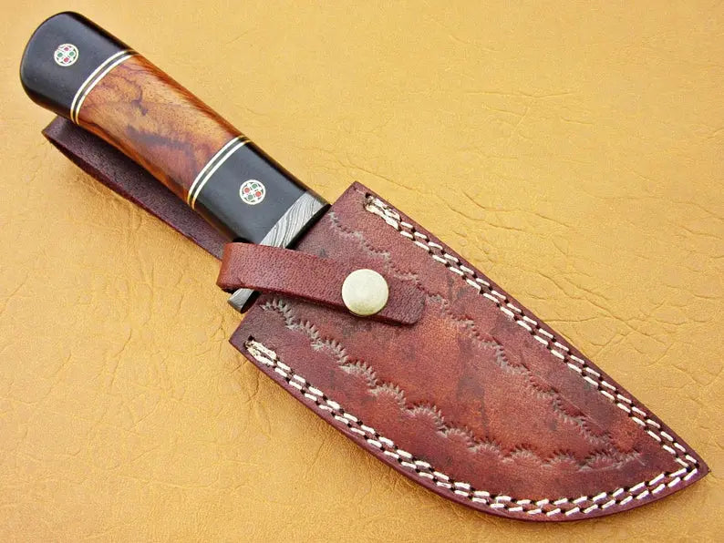 Custom Handmade Damascus Steel Fixed Blade Hunting Knife - SUSA KNIVES
